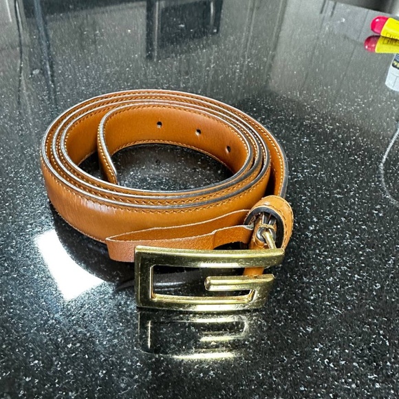 Gucci Gold G Logo Buckle leather Belt Brown Style - Picture 1 of 11